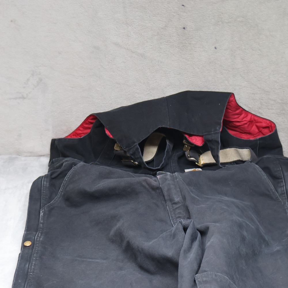 Carhartt Bib‎ Overalls Men 42x32 Black Firm Duck Insulated Quilt Lined Work R38 - Picture 2 of 12